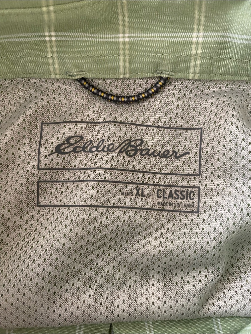 Eddie Bauer Classic Green Plaid Button-Down Shirt XL Outdoors Dadcore Minimalist - Picture 10 of 15